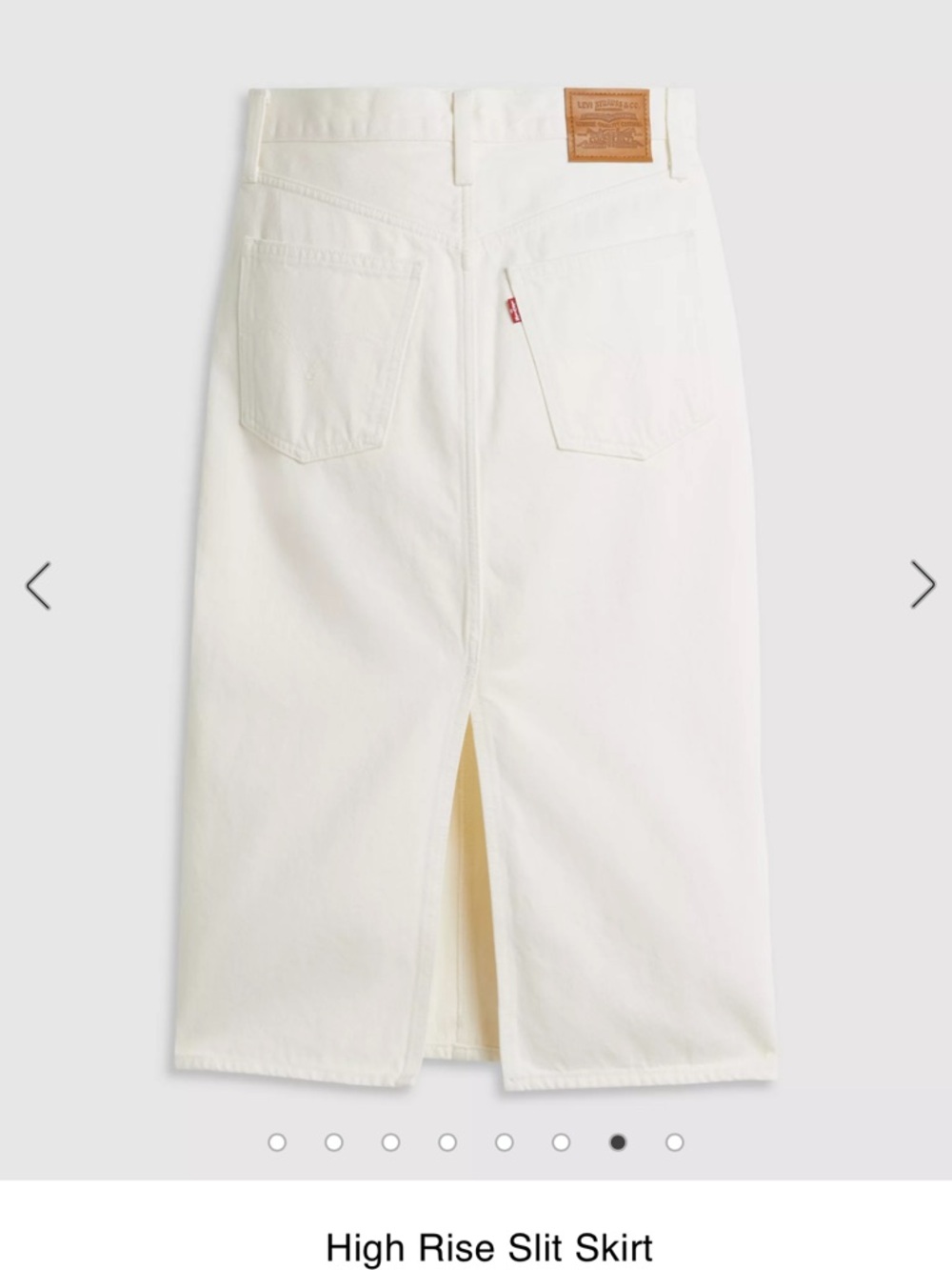 Levi’s High Rise Back Slit Denim Skirt White “Snowing in LA” Size 33 NWT 467 - Picture 6 of 7